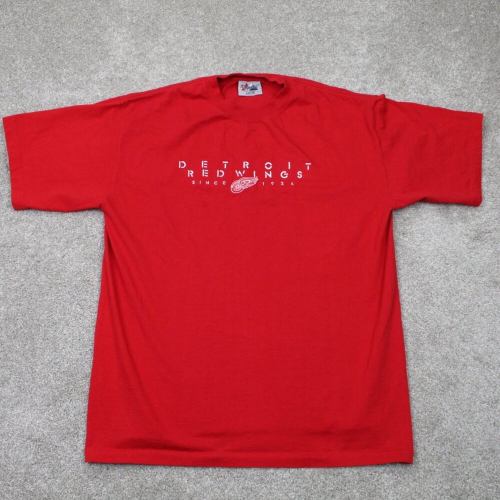Detroit Red Wings Shirt‎ Adult Large Red Majestic Tag NHL Short Sleeve Pullover